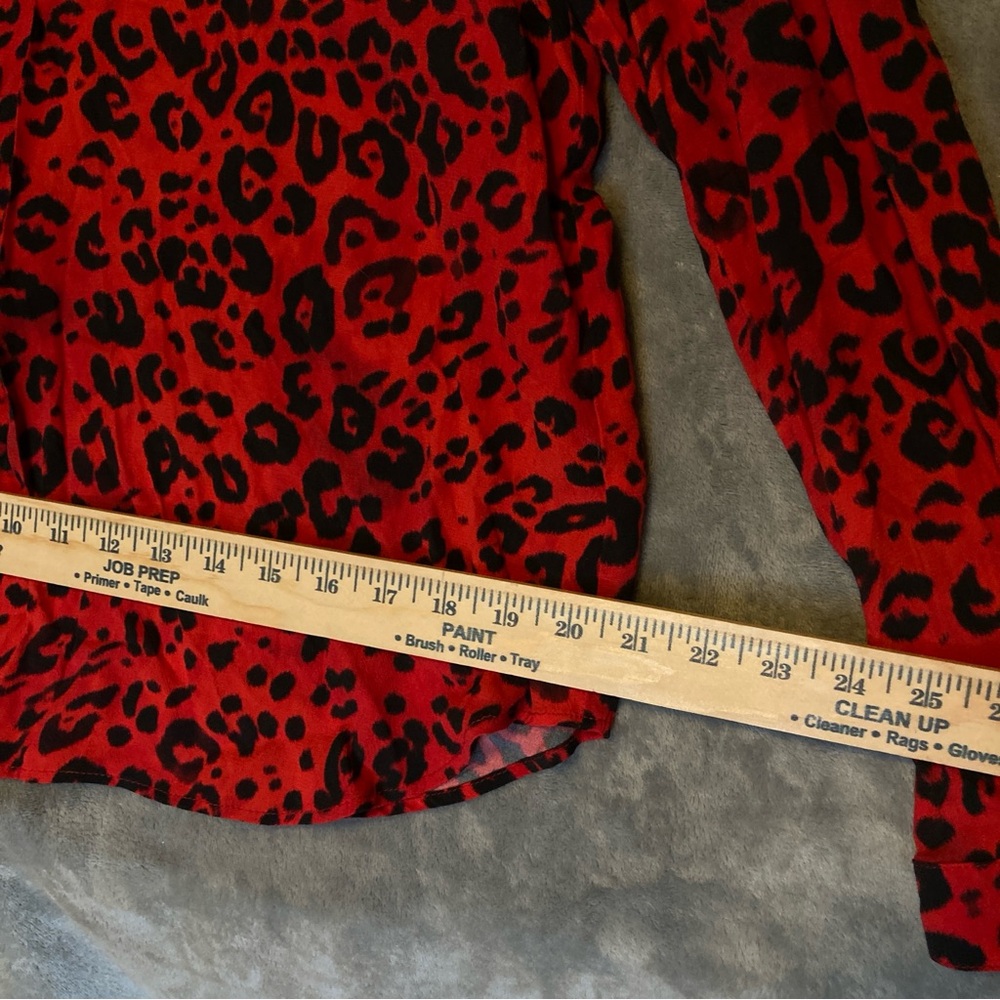 Karen Kane Red and Black Leopard Print Blouse - Picture 11 of 15